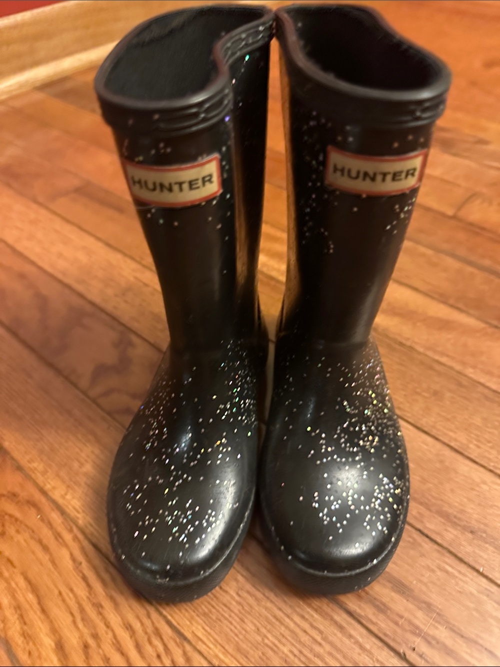 Hunter Black Glitter Mid-Calf Rain Boots